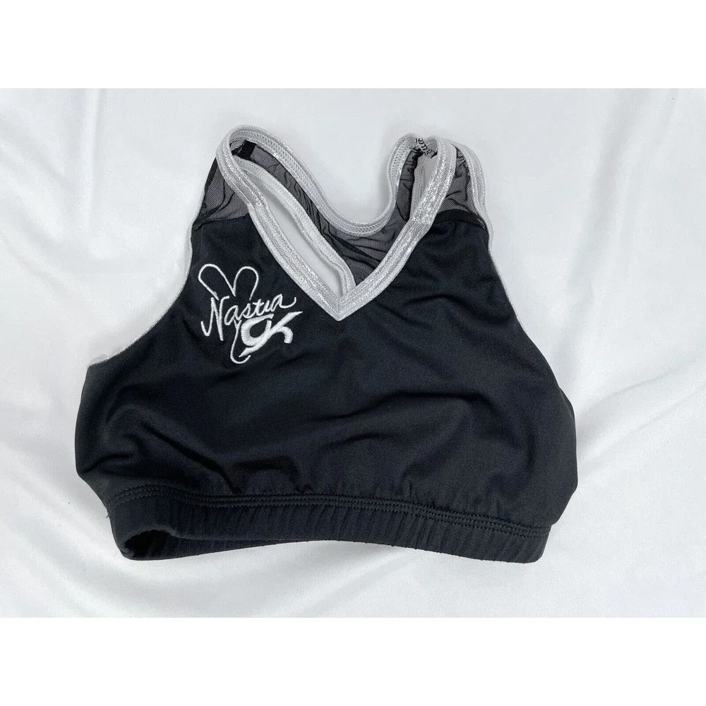 GK Nastia Liukin Adult‎ AP Sports Bra Top Gymnastics Athletic Black Grey